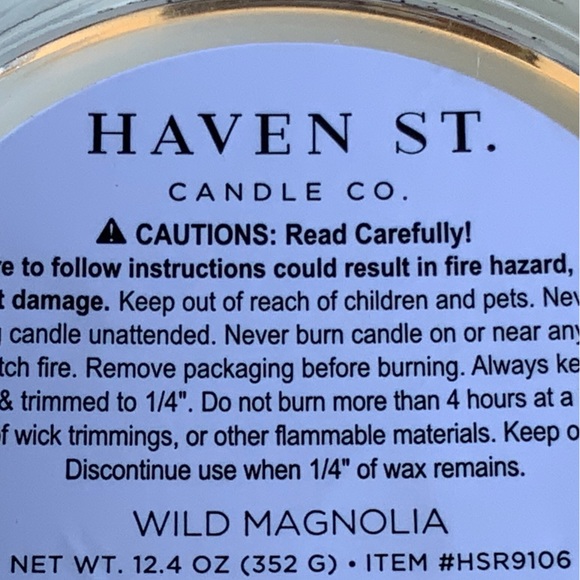 HAVEN STREET CANDLE WILD MAGNOLIA RICHLY SCENTED NEW 12 OZ 2 WICK NEW - Picture 4 of 4